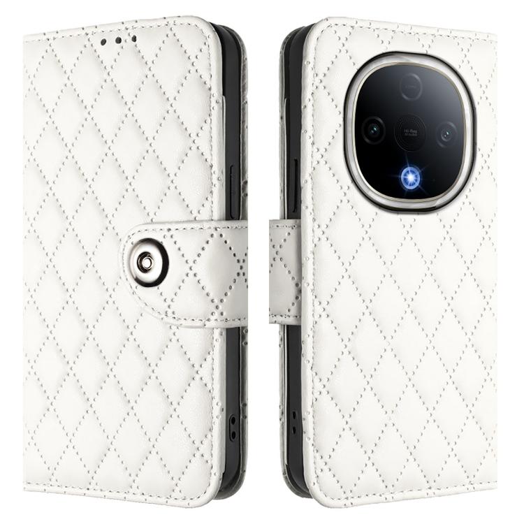 For vivo Y300 5G Rhombic Texture Flip Leather Phone Case with Lanyard