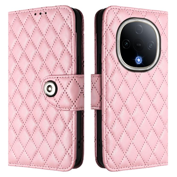 For vivo Y300 5G Rhombic Texture Flip Leather Phone Case with Lanyard