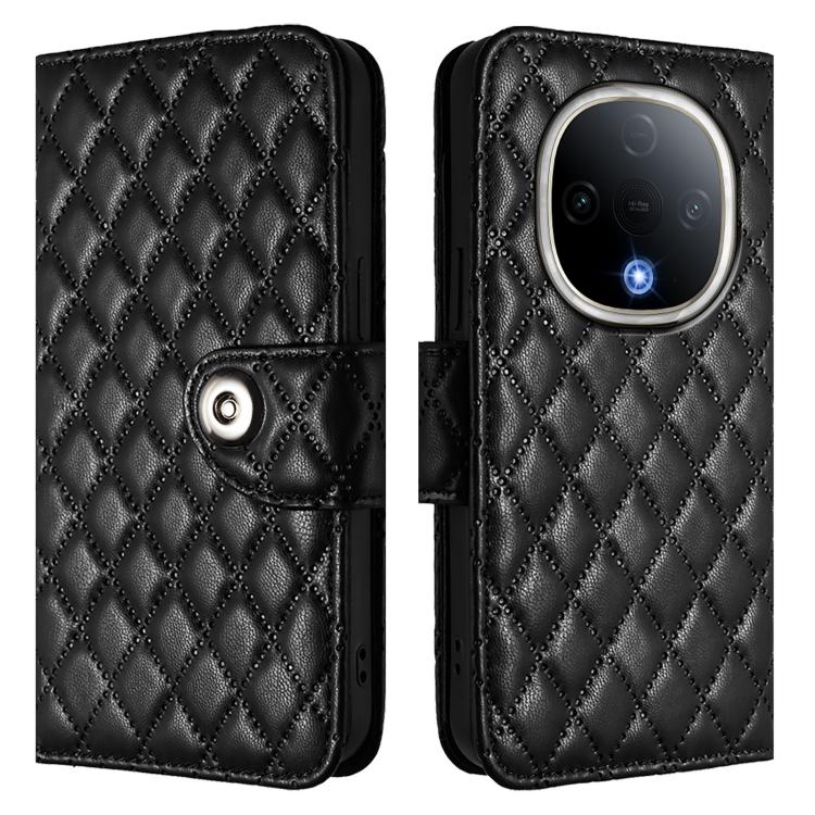 For vivo Y300 5G Rhombic Texture Flip Leather Phone Case with Lanyard