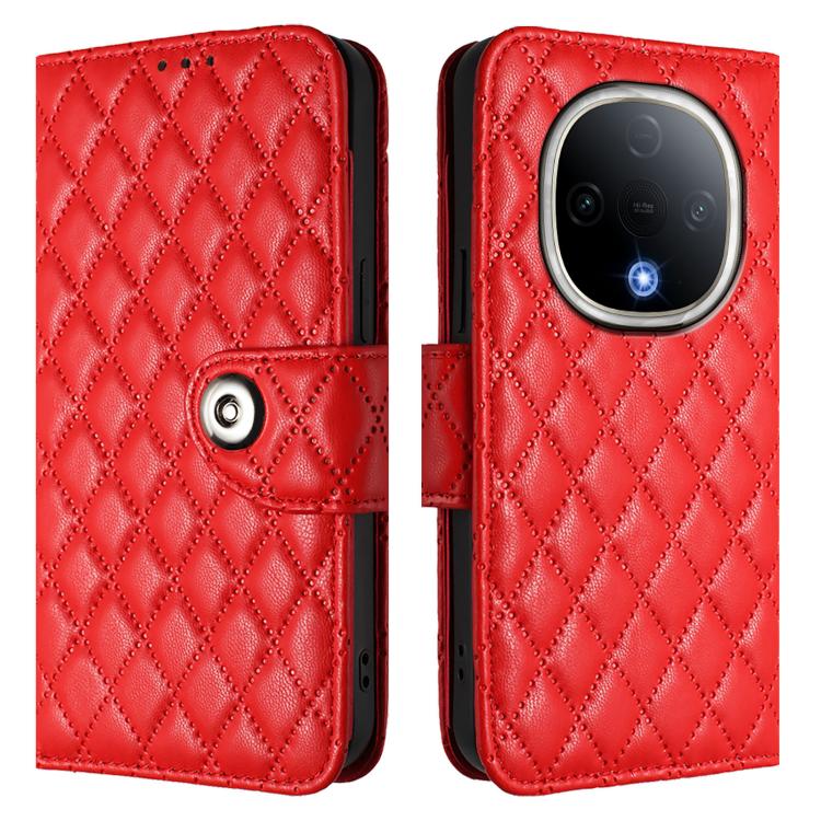 For vivo Y300 5G Rhombic Texture Flip Leather Phone Case with Lanyard