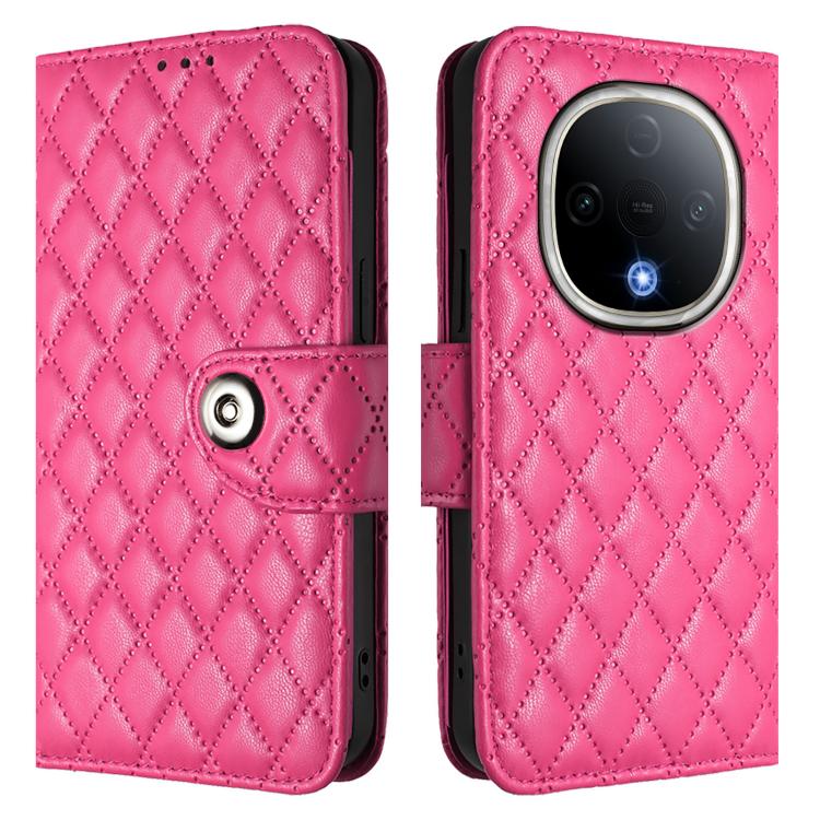 For vivo Y300 5G Rhombic Texture Flip Leather Phone Case with Lanyard