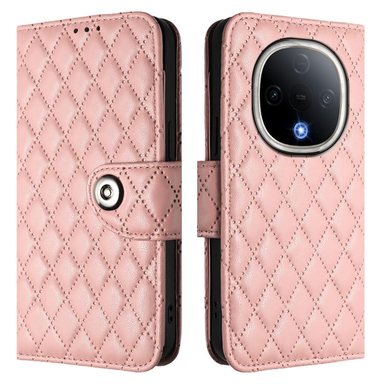 For vivo Y300 5G Rhombic Texture Flip Leather Phone Case with Lanyard