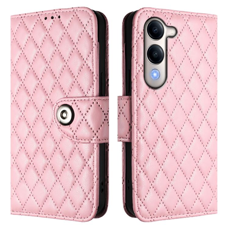 For vivo Y29S 5G / Y04 4G Global Rhombic Texture Flip Leather Phone Case with Lanyard