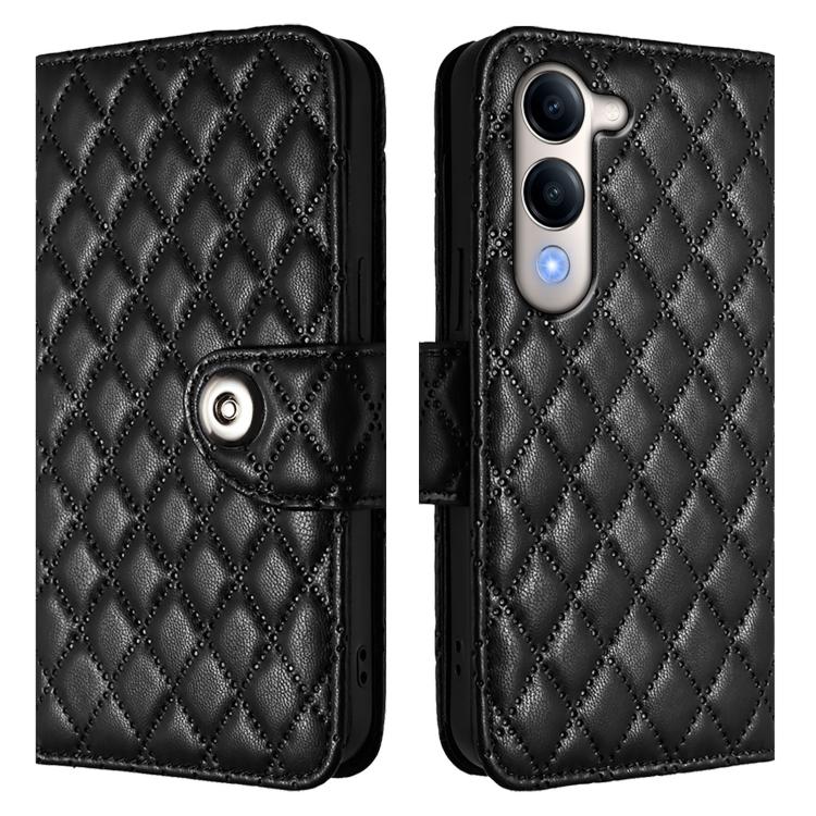 For vivo Y29S 5G / Y04 4G Global Rhombic Texture Flip Leather Phone Case with Lanyard