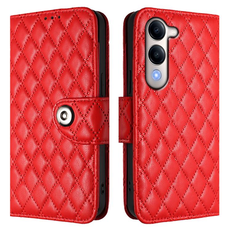 For vivo Y29S 5G / Y04 4G Global Rhombic Texture Flip Leather Phone Case with Lanyard
