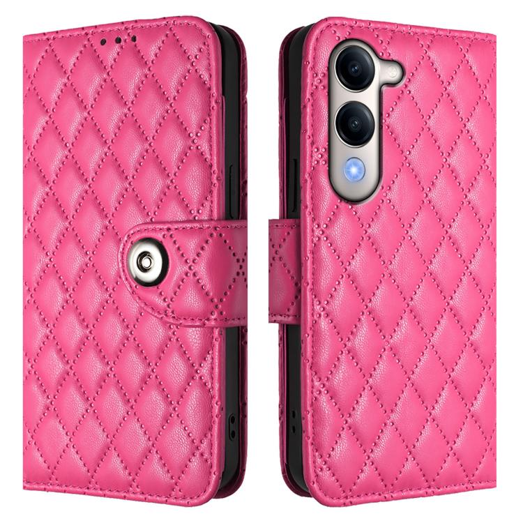 For vivo Y29S 5G / Y04 4G Global Rhombic Texture Flip Leather Phone Case with Lanyard