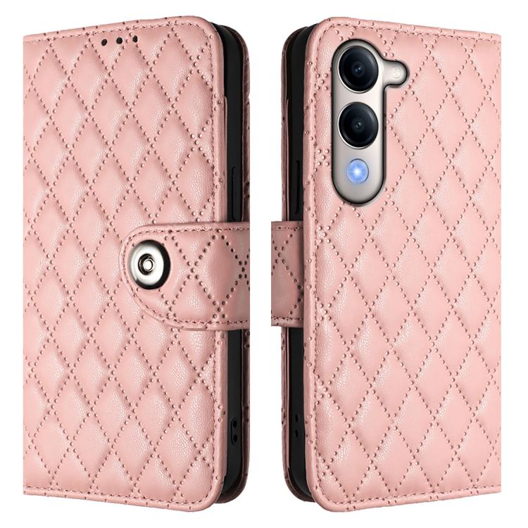 For vivo Y29S 5G / Y04 4G Global Rhombic Texture Flip Leather Phone Case with Lanyard
