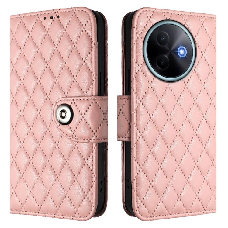 For vivo Y39 5G Global Rhombic Texture Flip Leather Phone Case with Lanyard