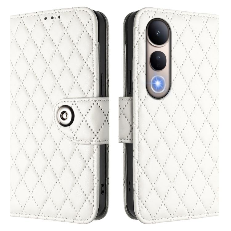 For vivo V50 Lite 5G Rhombic Texture Flip Leather Phone Case with Lanyard