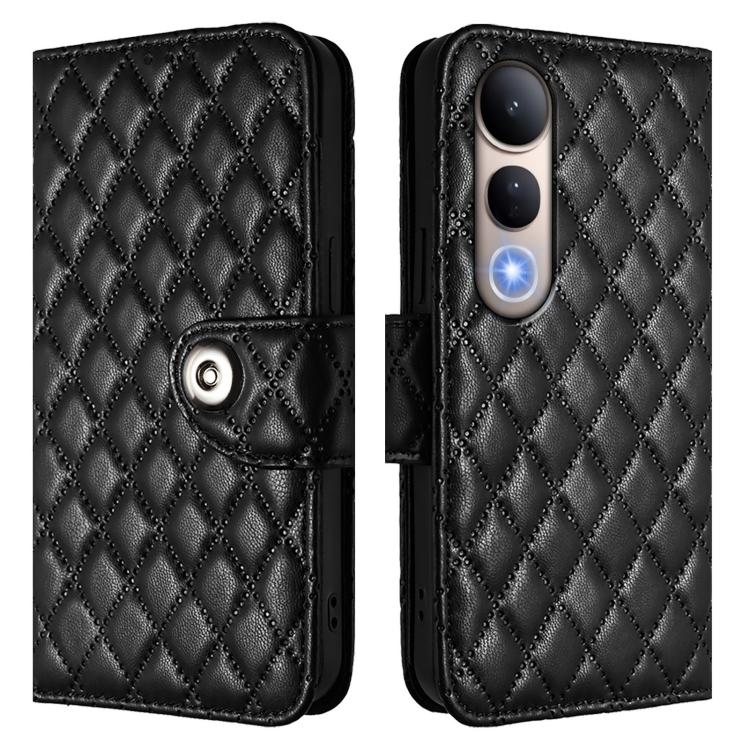 For vivo V50 Lite 5G Rhombic Texture Flip Leather Phone Case with Lanyard
