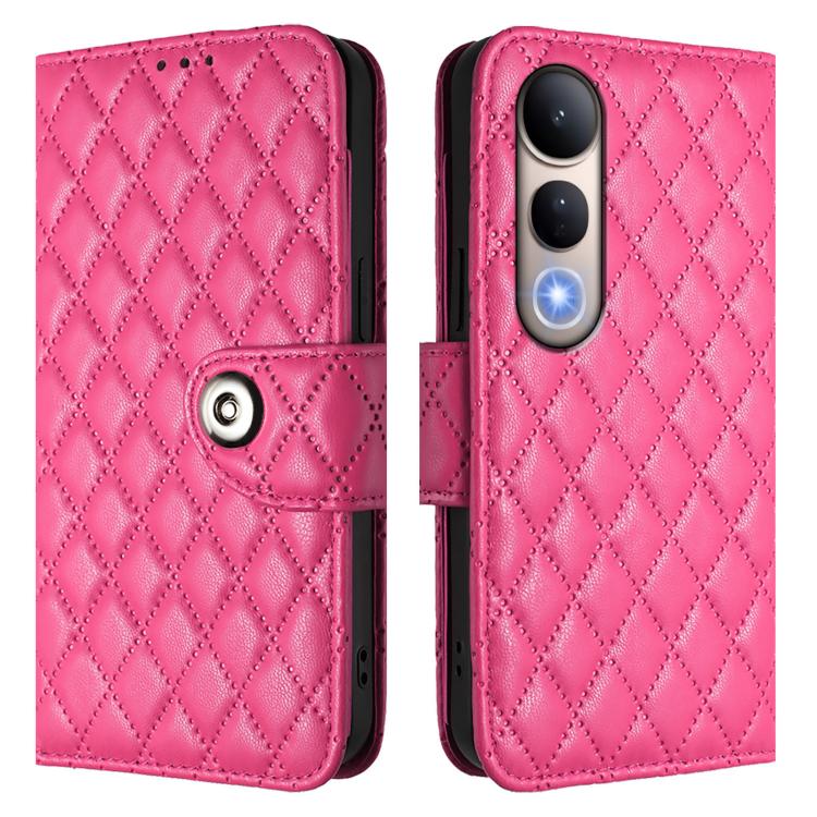 For vivo V50 Lite 5G Rhombic Texture Flip Leather Phone Case with Lanyard