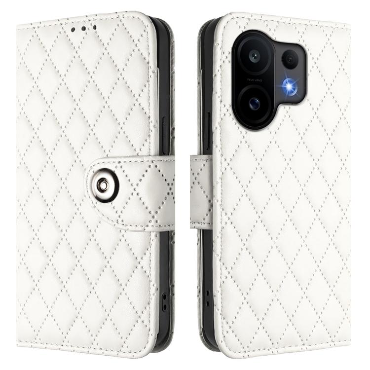 For vivo S30 Rhombic Texture Flip Leather Phone Case with Lanyard