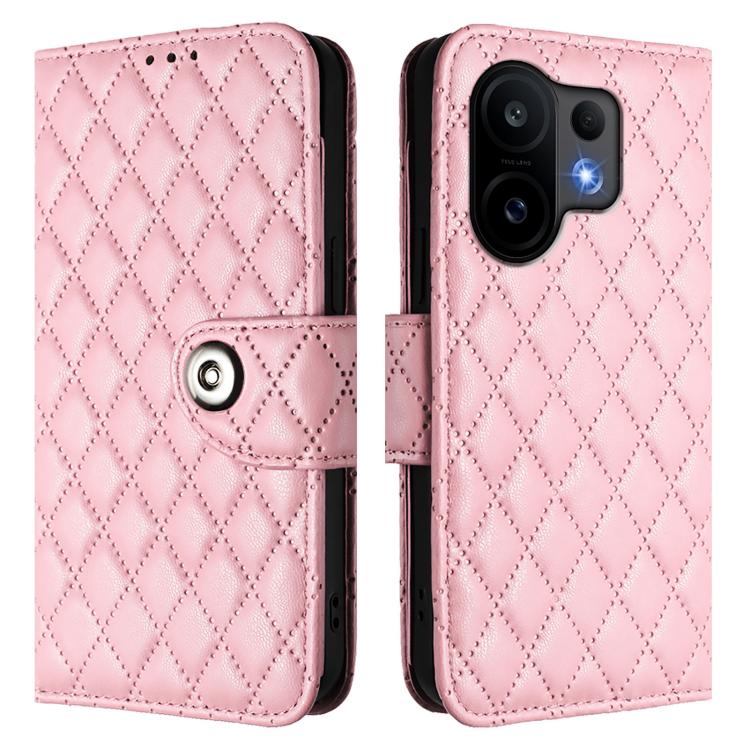 For vivo S30 Rhombic Texture Flip Leather Phone Case with Lanyard