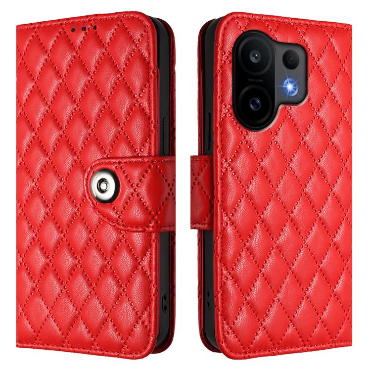 For vivo S30 Rhombic Texture Flip Leather Phone Case with Lanyard