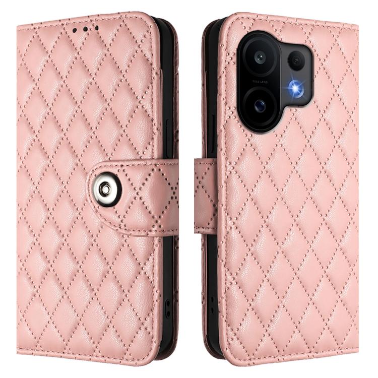 For vivo S30 Rhombic Texture Flip Leather Phone Case with Lanyard