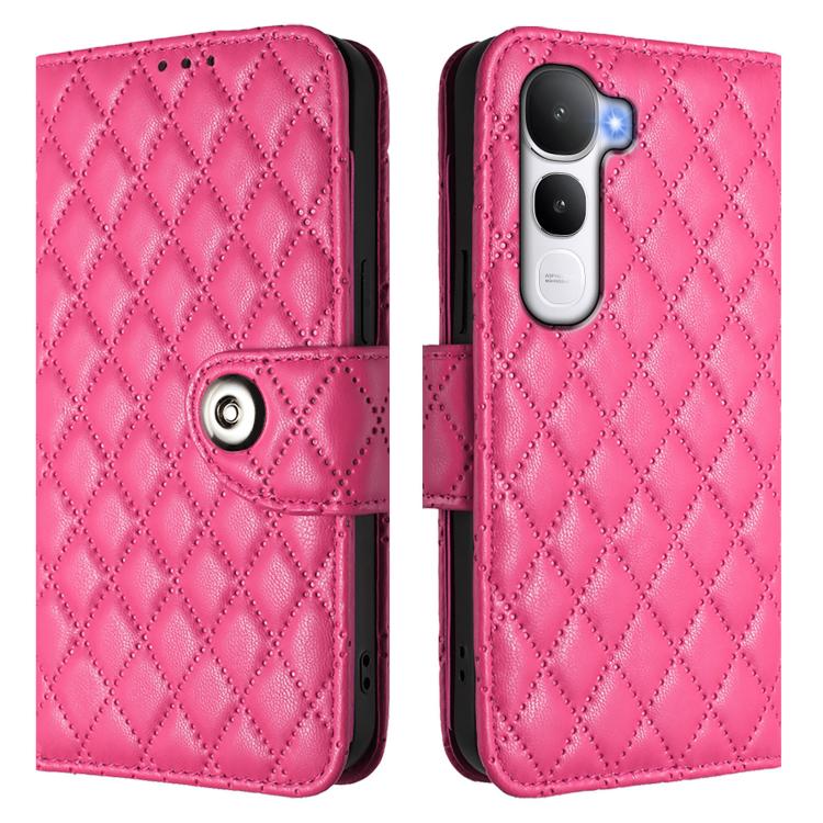 For vivo Y400 5G Global Rhombic Texture Flip Leather Phone Case with Lanyard