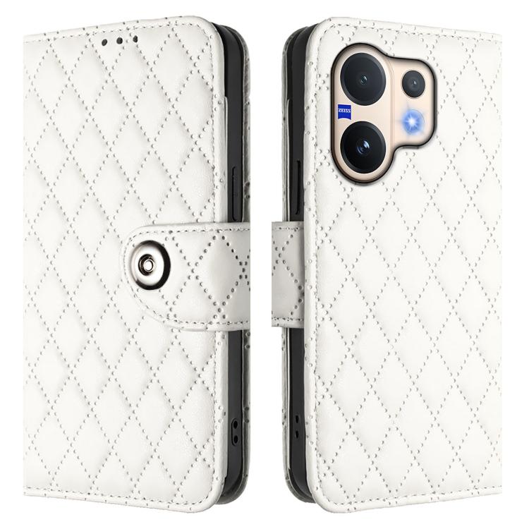 For vivo V60 5G Global Rhombic Texture Flip Leather Phone Case with Lanyard