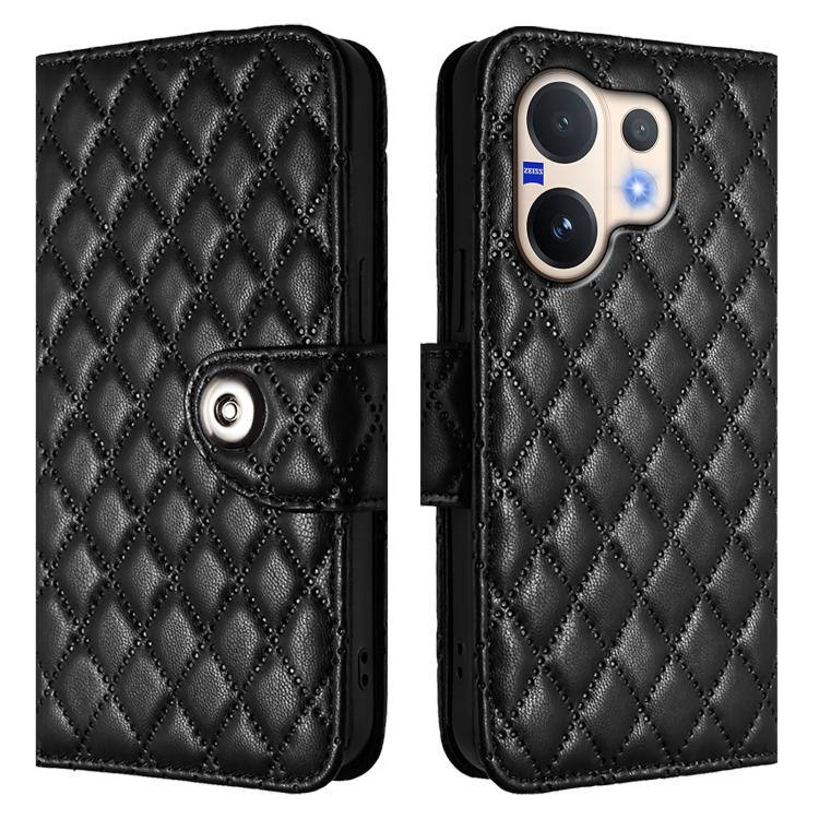 For vivo V60 5G Global Rhombic Texture Flip Leather Phone Case with Lanyard