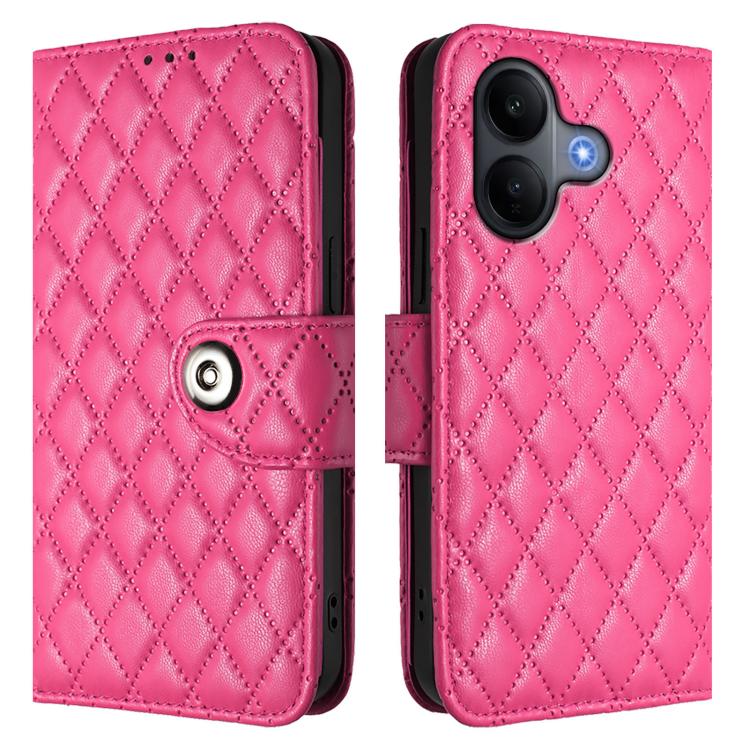 For vivo V60 Lite 5G Global Rhombic Texture Flip Leather Phone Case with Lanyard