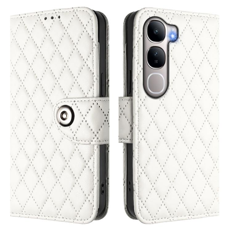 For vivo Y31 5G Global Rhombic Texture Flip Leather Phone Case with Lanyard
