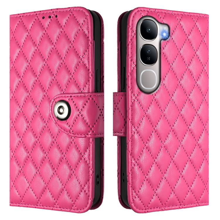 For vivo Y31 5G Global Rhombic Texture Flip Leather Phone Case with Lanyard