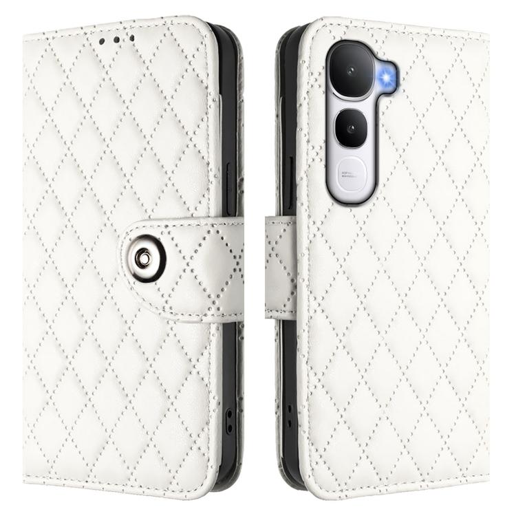 For vivo Y400 4G Rhombic Texture Flip Leather Phone Case with Lanyard