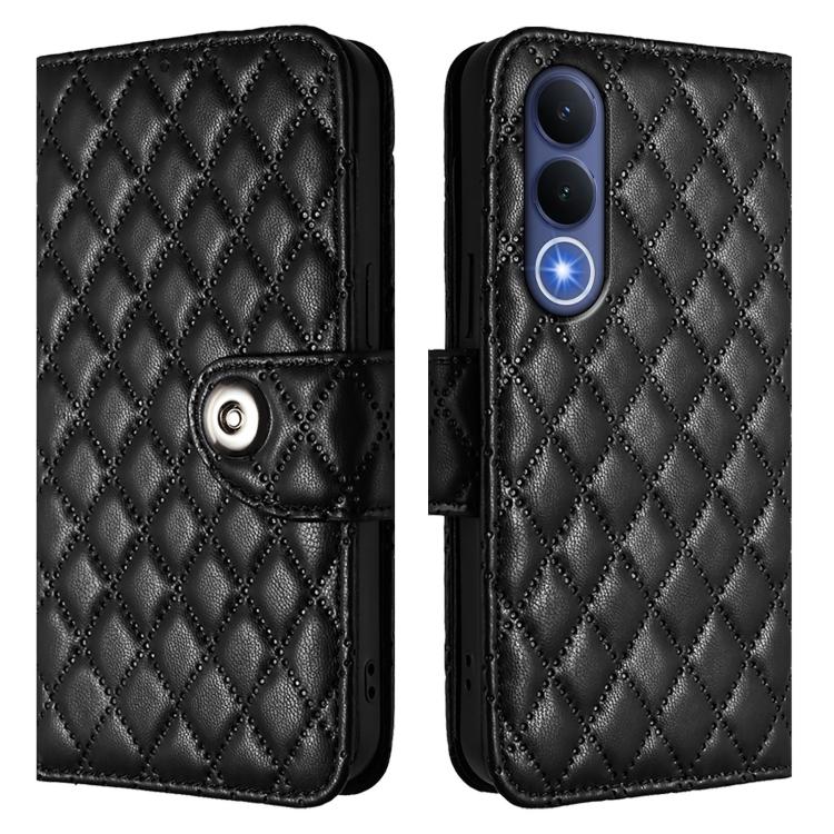 For vivo V70 FE 5G Rhombic Texture Flip Leather Phone Case with Lanyard