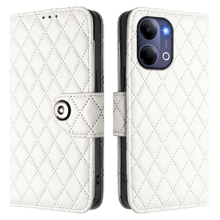 For vivo Y21 5G 2026 Global / Y05 4G Rhombic Texture Flip Leather Phone Case with Lanyard