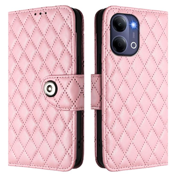 For vivo Y21 5G 2026 Global / Y05 4G Rhombic Texture Flip Leather Phone Case with Lanyard