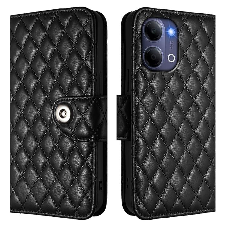 For vivo Y21 5G 2026 Global / Y05 4G Rhombic Texture Flip Leather Phone Case with Lanyard