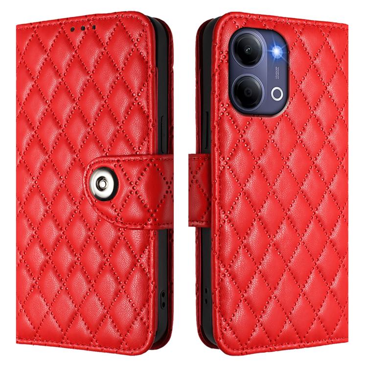 For vivo Y21 5G 2026 Global / Y05 4G Rhombic Texture Flip Leather Phone Case with Lanyard