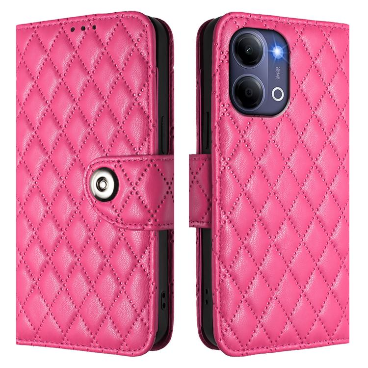 For vivo Y21 5G 2026 Global / Y05 4G Rhombic Texture Flip Leather Phone Case with Lanyard