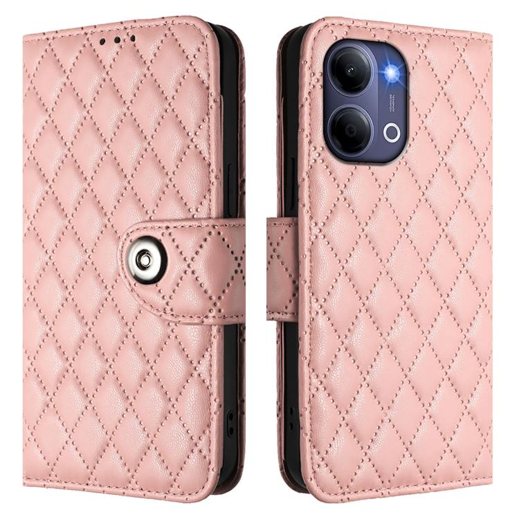 For vivo Y21 5G 2026 Global / Y05 4G Rhombic Texture Flip Leather Phone Case with Lanyard