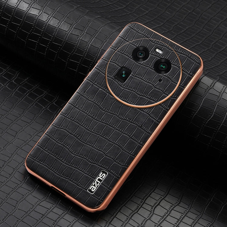For OPPO Find X6 AZNS Electroplated Frame Crocodile Texture Full Coverage Phone Case