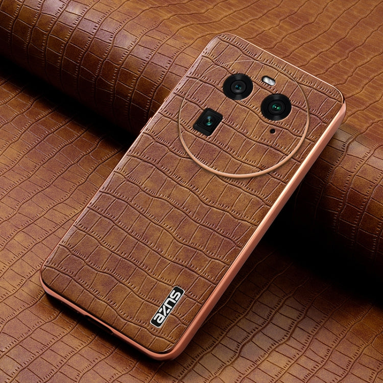 For OPPO Find X6 AZNS Electroplated Frame Crocodile Texture Full Coverage Phone Case