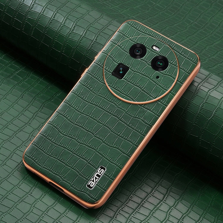 For OPPO Find X6 AZNS Electroplated Frame Crocodile Texture Full Coverage Phone Case