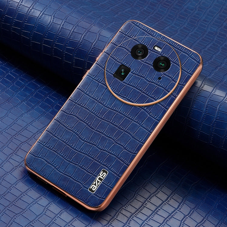 For OPPO Find X6 AZNS Electroplated Frame Crocodile Texture Full Coverage Phone Case
