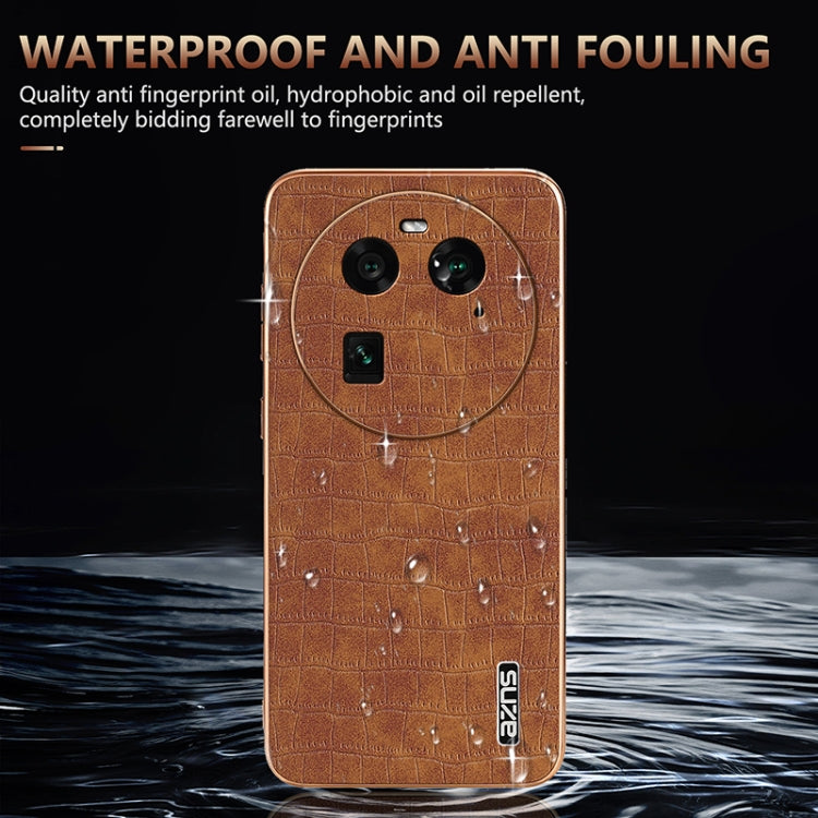 For OPPO Find X6 AZNS Electroplated Frame Crocodile Texture Full Coverage Phone Case