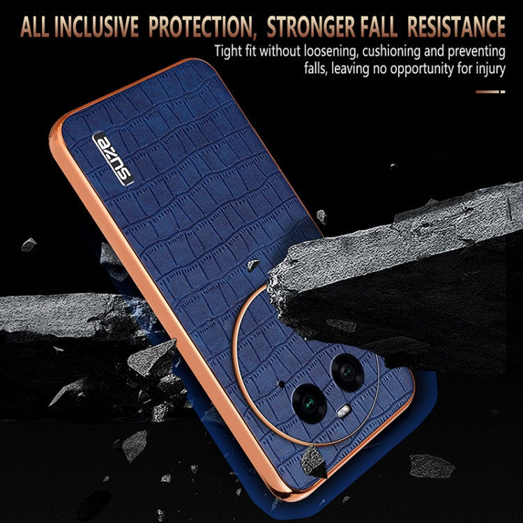 For OPPO Find X6 AZNS Electroplated Frame Crocodile Texture Full Coverage Phone Case