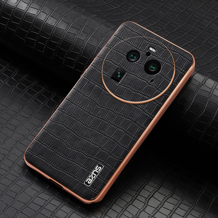 For OPPO Find X6 Pro AZNS Electroplated Frame Crocodile Texture Full Coverage Phone Case