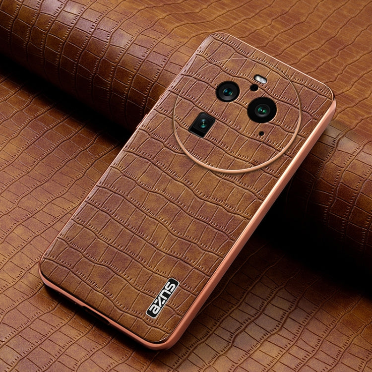 For OPPO Find X6 Pro AZNS Electroplated Frame Crocodile Texture Full Coverage Phone Case