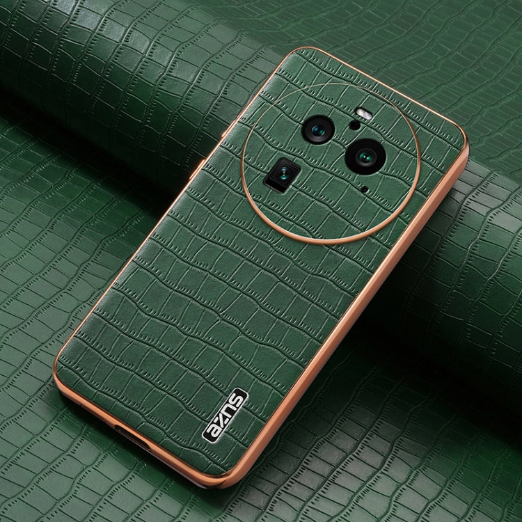 For OPPO Find X6 Pro AZNS Electroplated Frame Crocodile Texture Full Coverage Phone Case