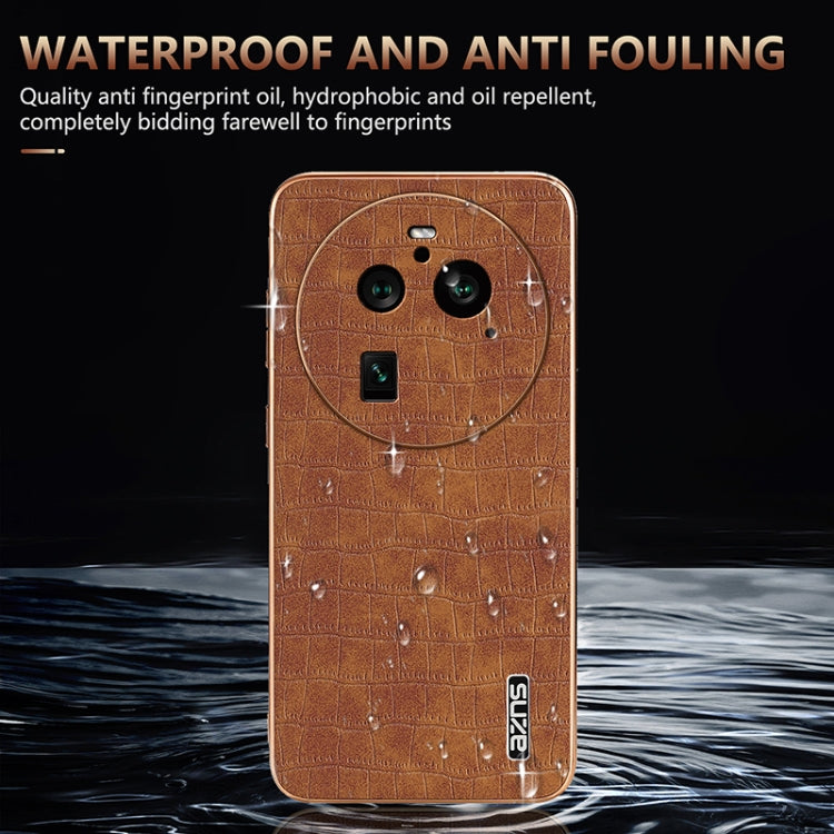 For OPPO Find X6 Pro AZNS Electroplated Frame Crocodile Texture Full Coverage Phone Case