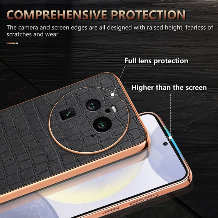 For OPPO Find X6 Pro AZNS Electroplated Frame Crocodile Texture Full Coverage Phone Case