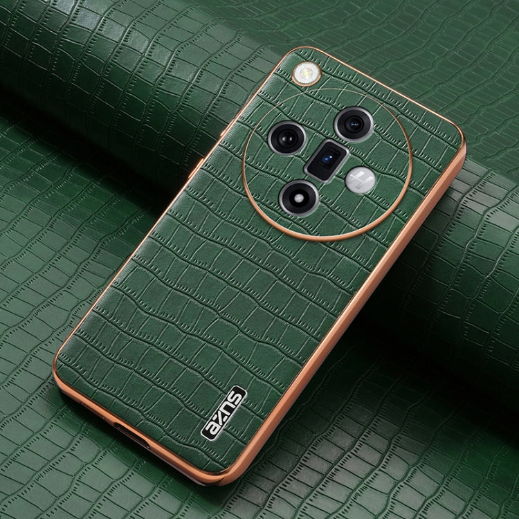 For OPPO Find X7 AZNS Electroplated Frame Crocodile Texture Full Coverage Phone Case