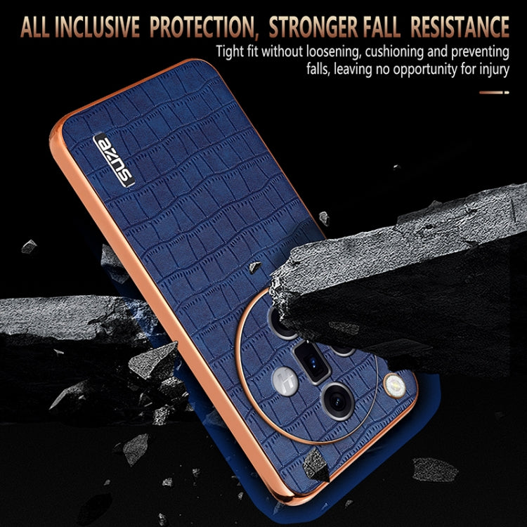 For OPPO Find X7 AZNS Electroplated Frame Crocodile Texture Full Coverage Phone Case
