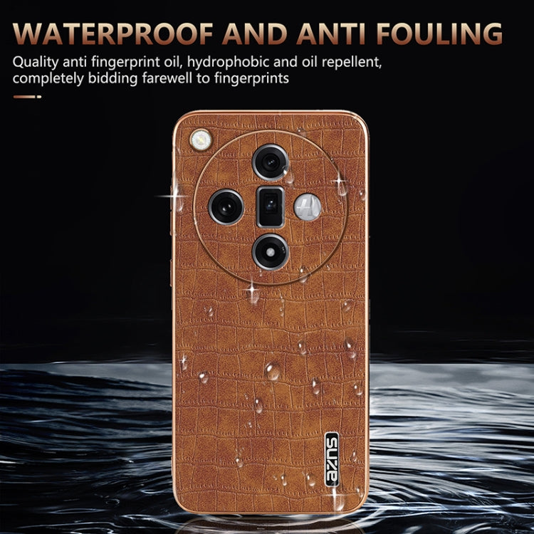 For OPPO Find X7 AZNS Electroplated Frame Crocodile Texture Full Coverage Phone Case