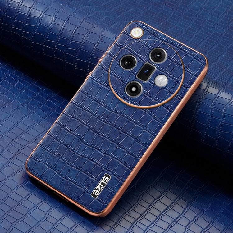 For OPPO Find X7 Ultra AZNS Electroplated Frame Crocodile Texture Full Coverage Phone Case