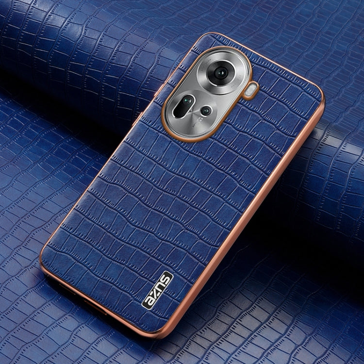 For OPPO Reno11 Global AZNS Electroplated Frame Crocodile Texture Full Coverage Phone Case