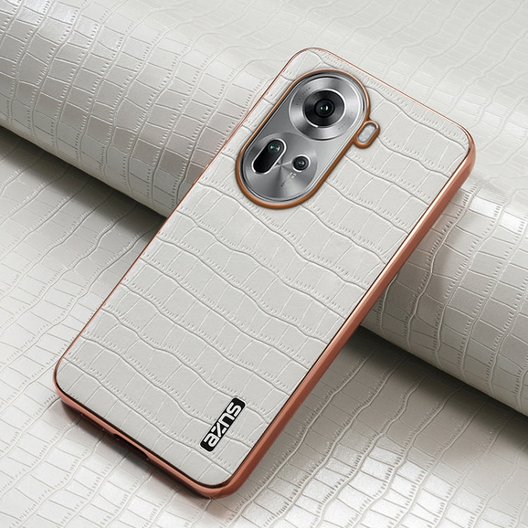 For OPPO Reno11 Global AZNS Electroplated Frame Crocodile Texture Full Coverage Phone Case